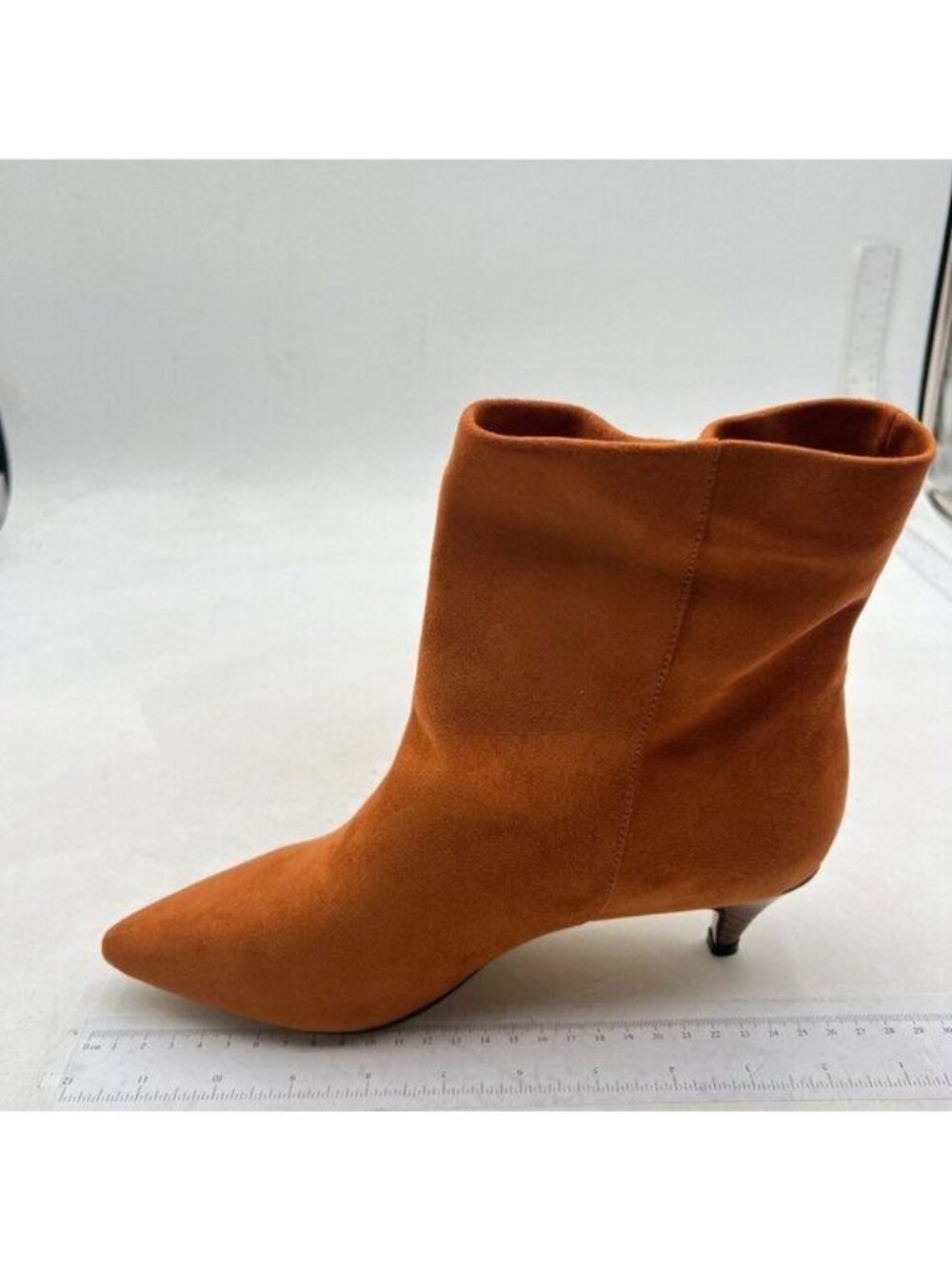 Brown Suede Kitten Heel Pointy Toe Kitten Ankle Booties for Daily Office